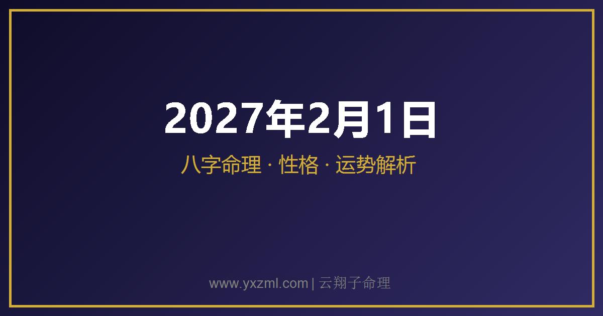 2027 年 2 月 1 日出生八字分析
